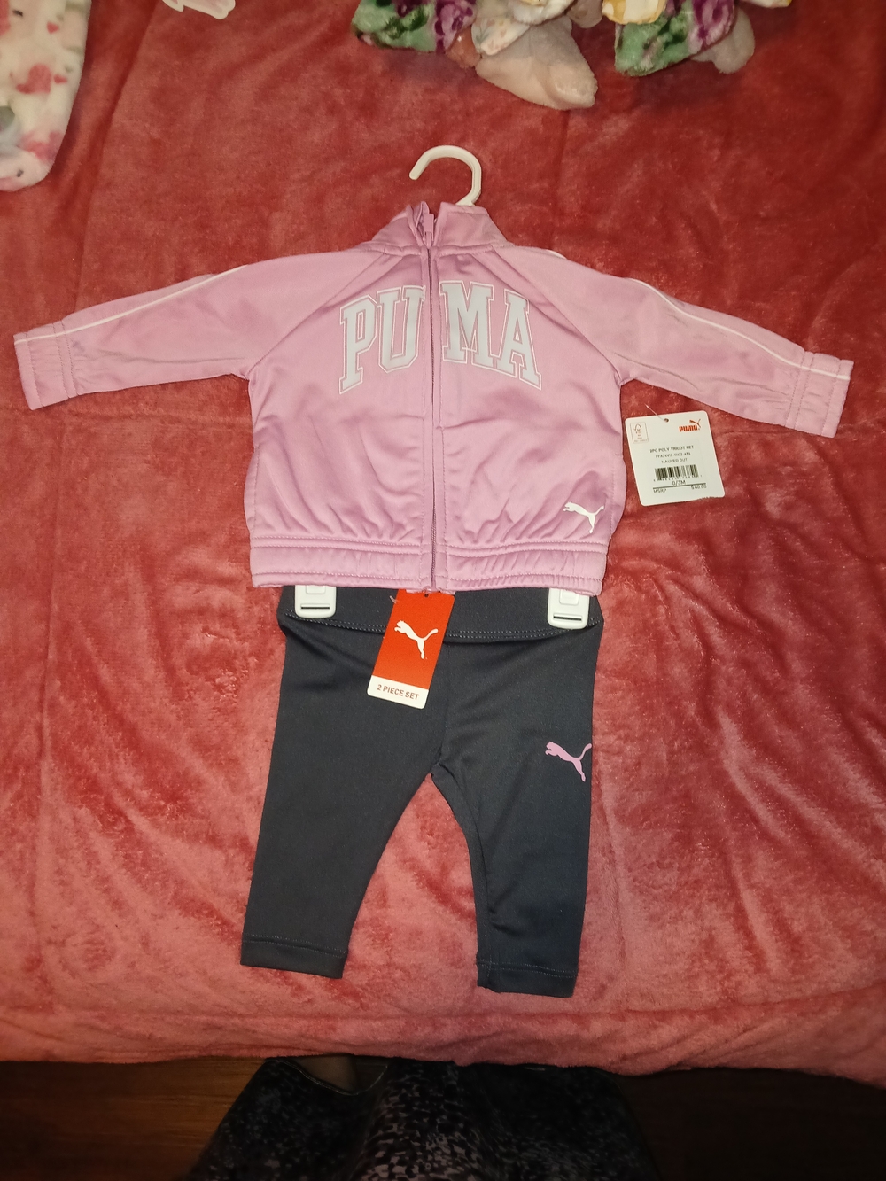 Puma  NWT Pink Hooded Jacket & Gray Leggings Set